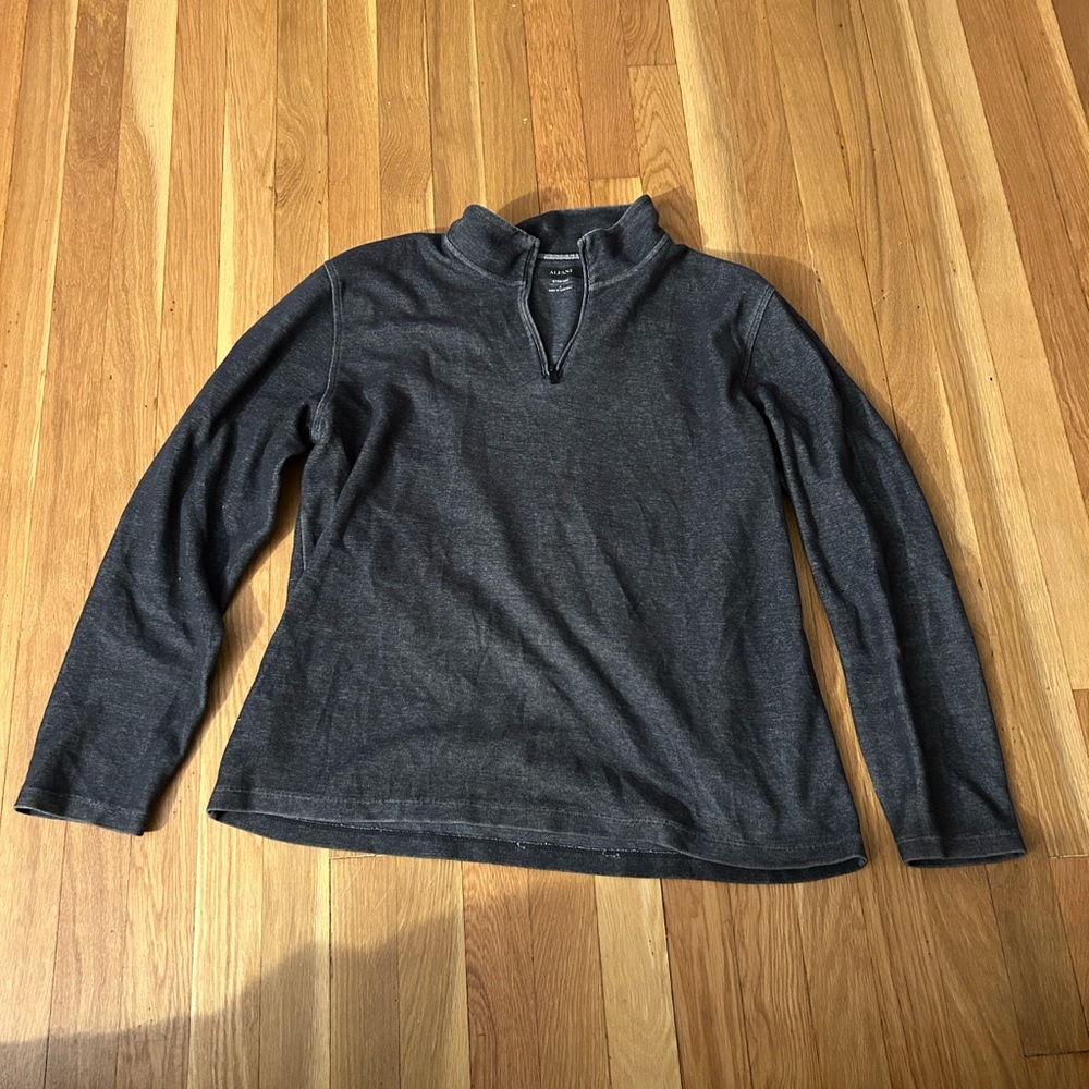 Used Alfani Men's Dark Gray Zip-Up at the top Shirt 
Size Large